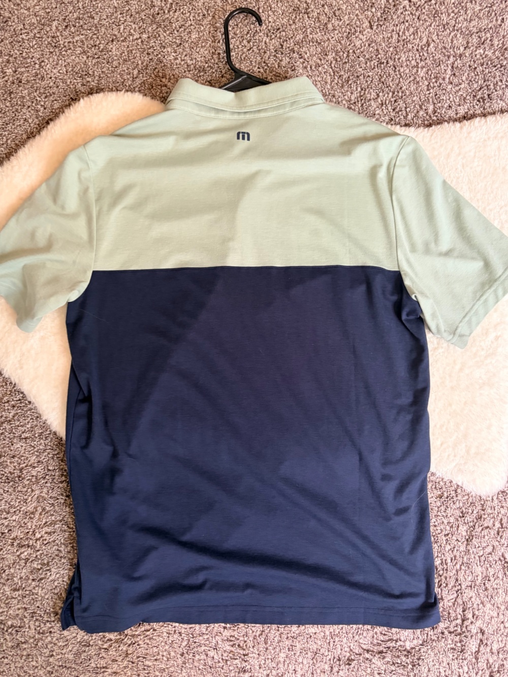 Travis Mathew two toned navy & teal polo, size XL - Picture 2 of 3